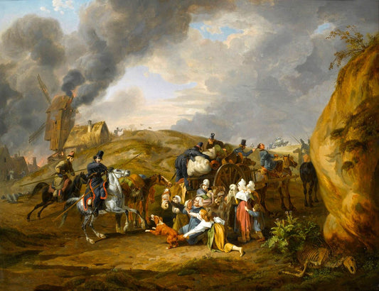 Cossacks with French Captives, vintage artwork by Peter von Hess, 12x8" (A4) Poster