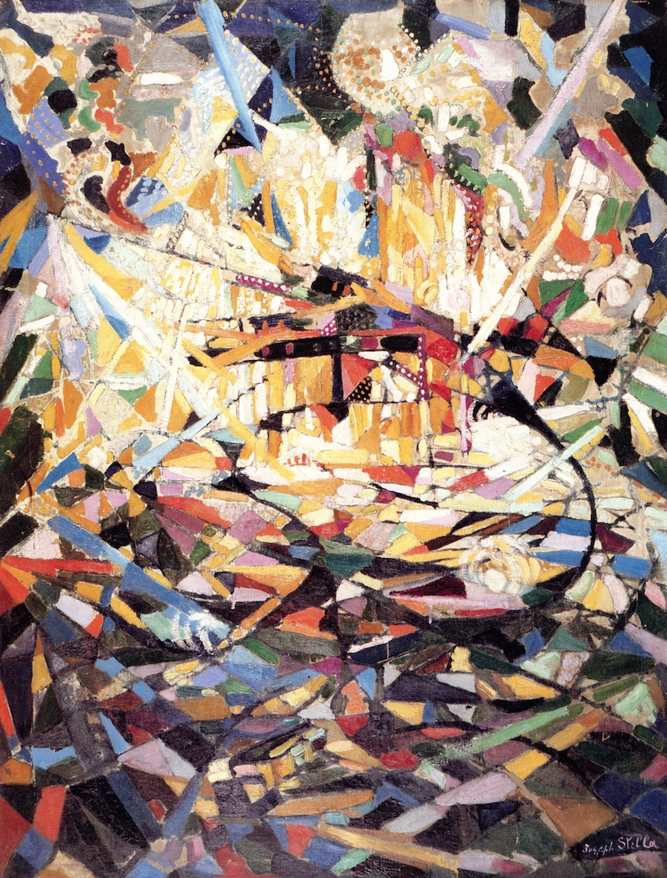 Battle of Lights, Coney Island, vintage artwork by Joseph Stella, 12x8" (A4) Poster