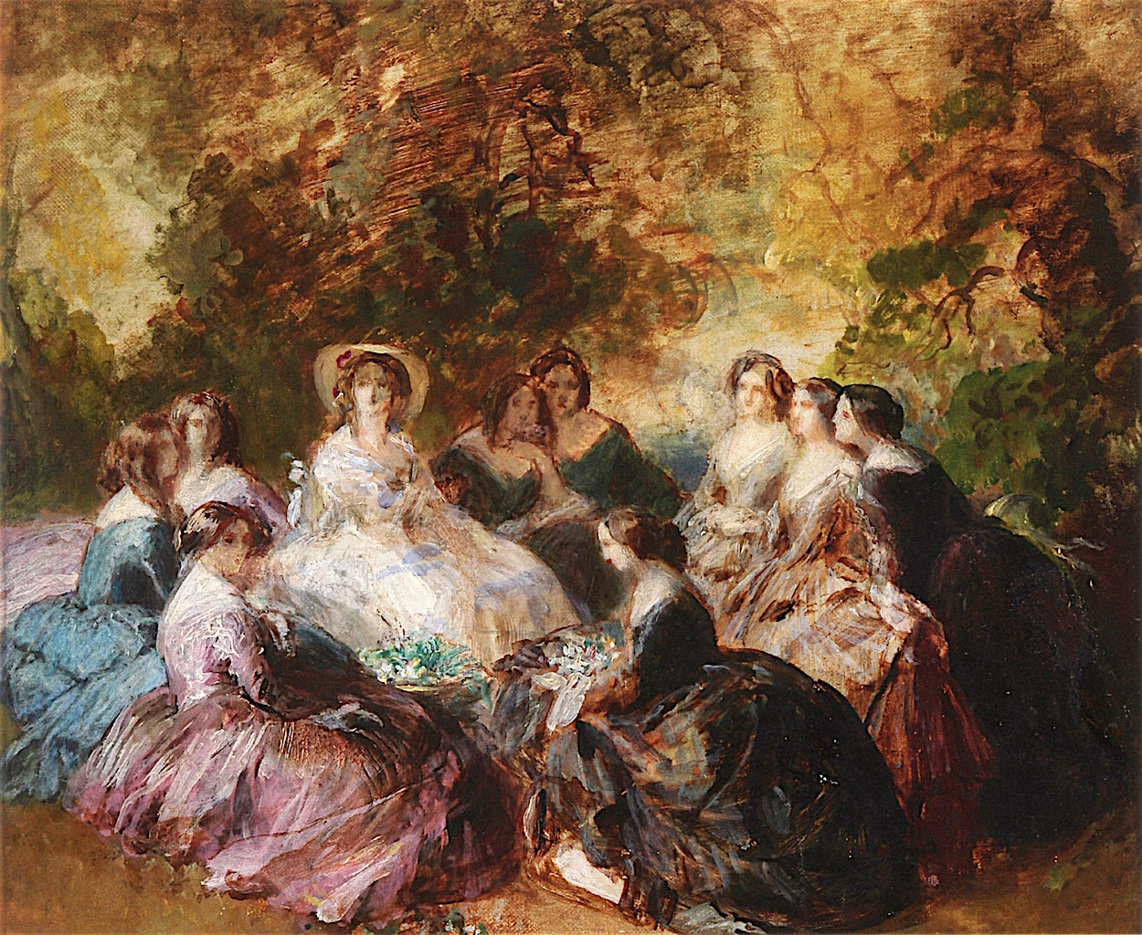 Empress Eugenie and Her Ladies-in-Waiting (oil sketch), vintage artwork by Franz Xavier Winterhalter, A3 (16x12") Poster Print