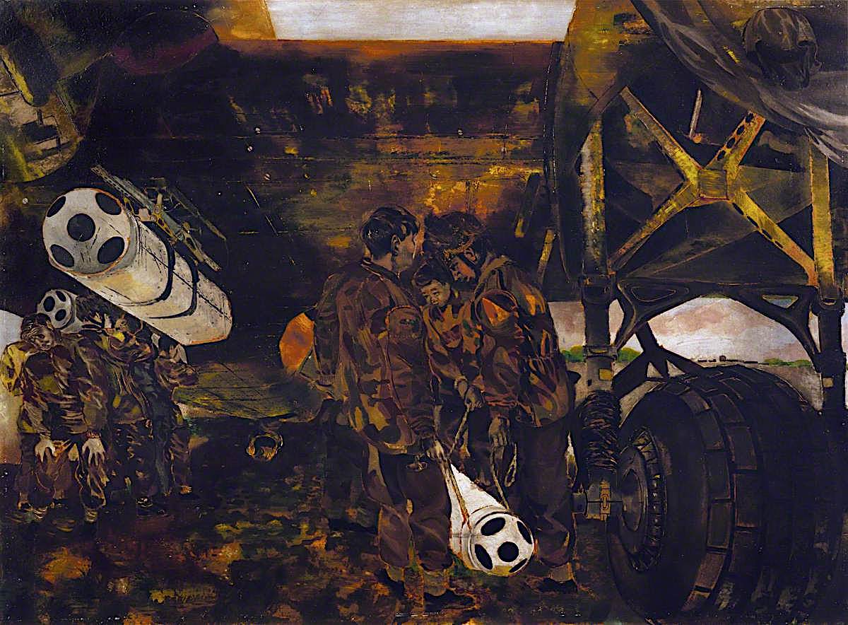 Loading Containers on a Dakota Aircraft, vintage artwork by Albert Richards, 12x8" (A4) Poster