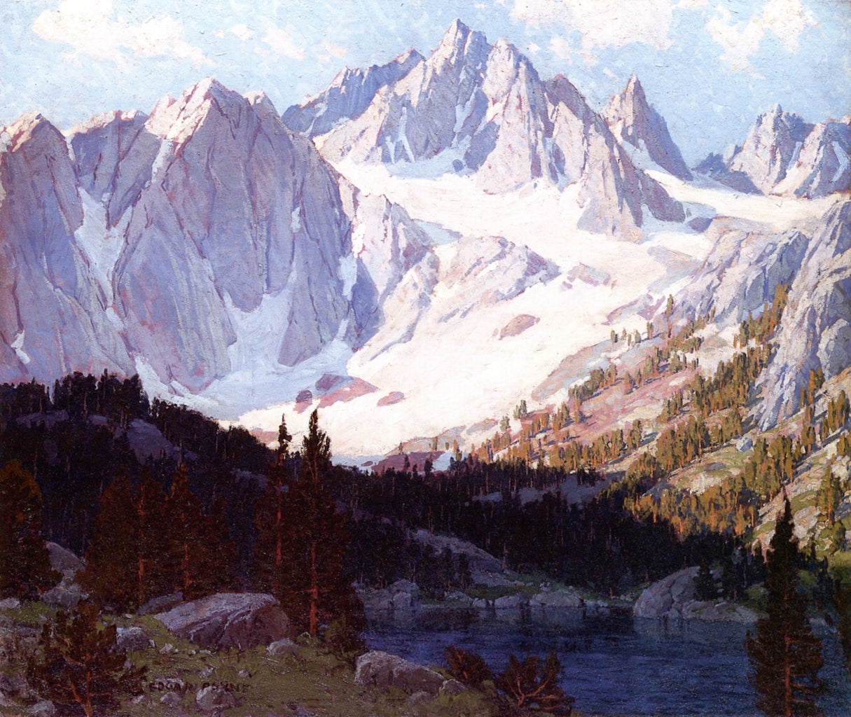 Lake in the High Sierras, vintage artwork by Edgar Alwyn Payne, 12x8" (A4) Poster