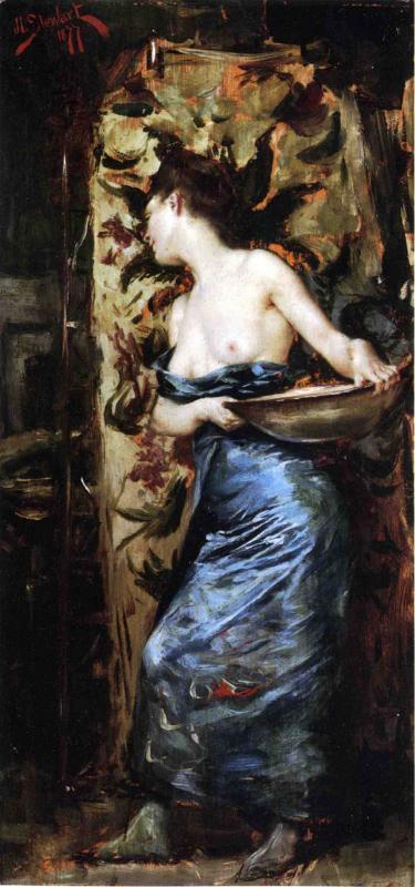 Femme Mi-Nue, vintage artwork by Julius LeBlanc Stewart, 12x8" (A4) Poster