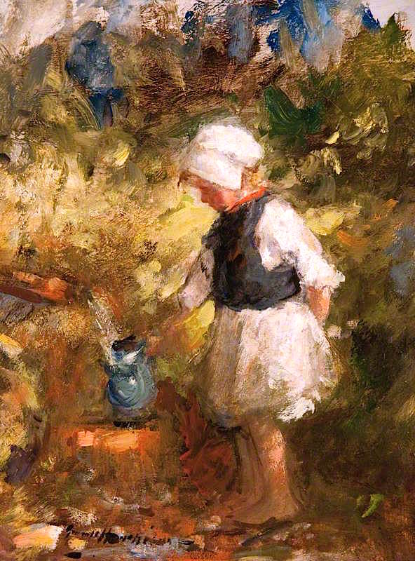 Filling the Water Jug, vintage artwork by Robert Gemmell Hutchison R.S.A. R.S.W., 12x8" (A4) Poster