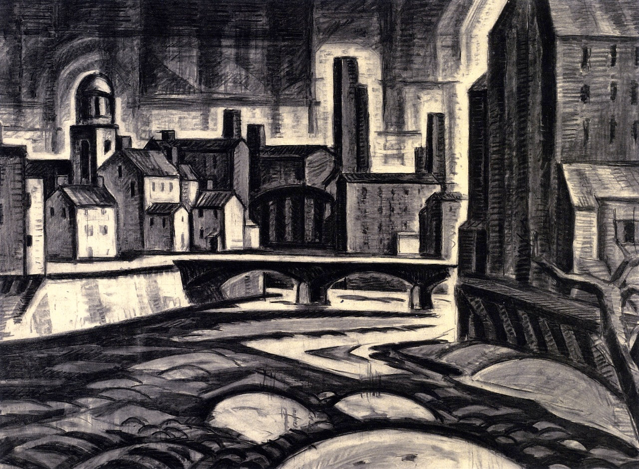 Impression of a Silktown, New Jersey (Patterson Centre), vintage artwork by Oscar Bluemner, 12x8" (A4) Poster