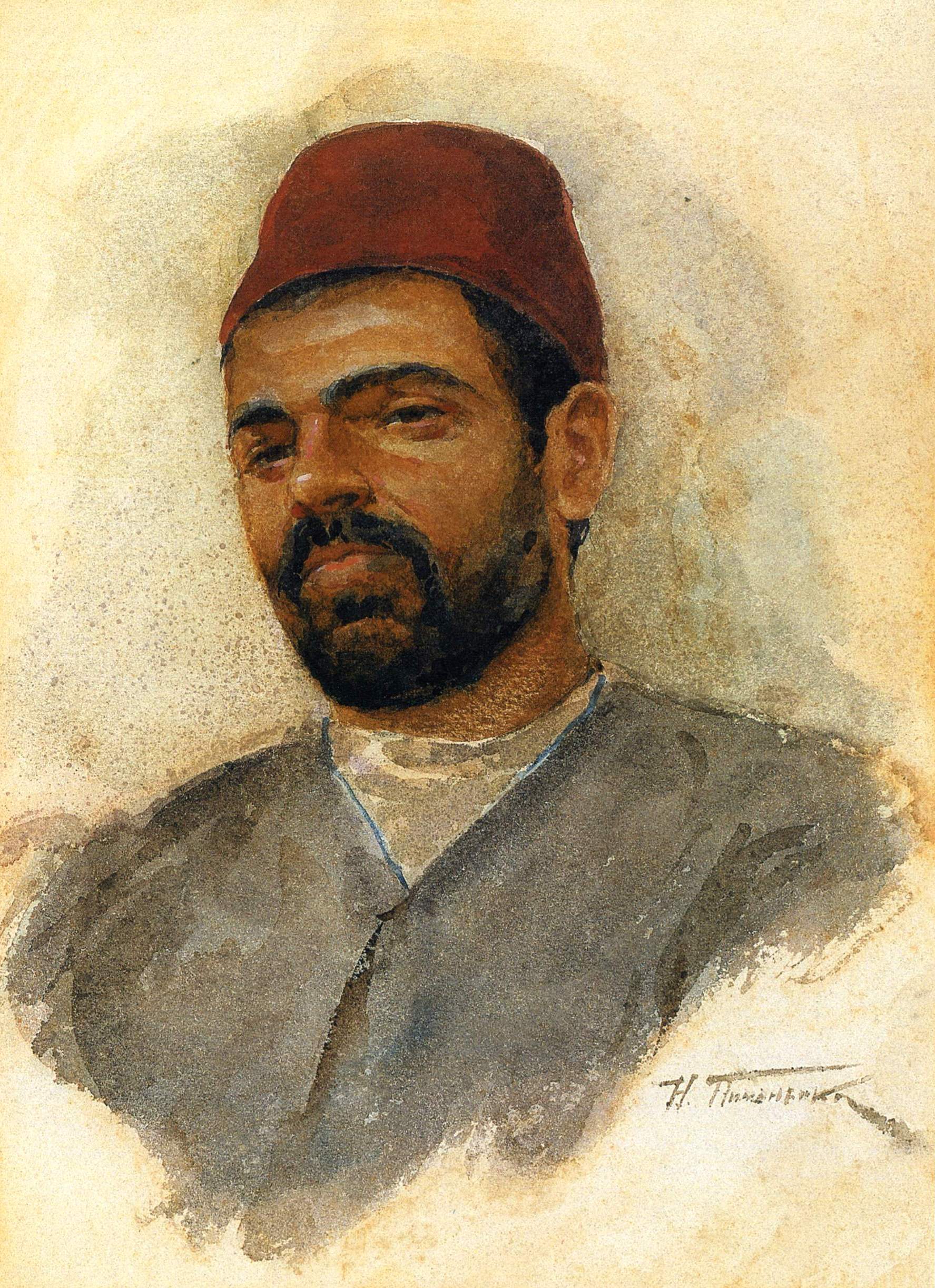 Portrait of a Turkish Man by Nikolai Pimonenko,A3(16x12")Poster