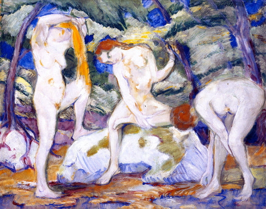 Bathing Women, vintage artwork by Franz Marc, 12x8" (A4) Poster