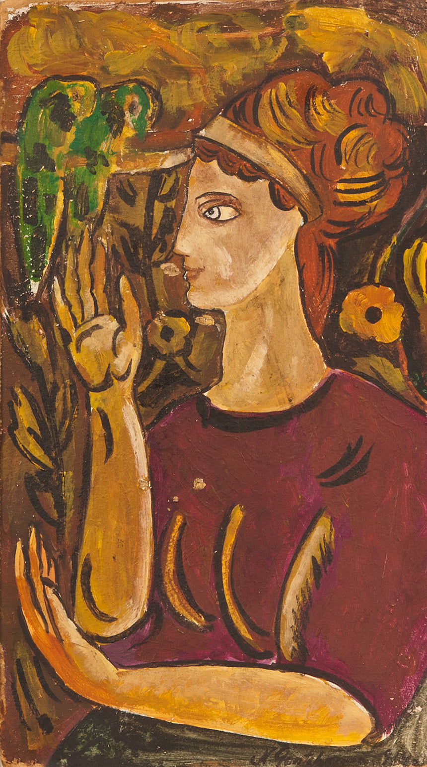 Woman with Parrot  (study) by Ulpiano Checa y Sanz,A3(16x12")Poster
