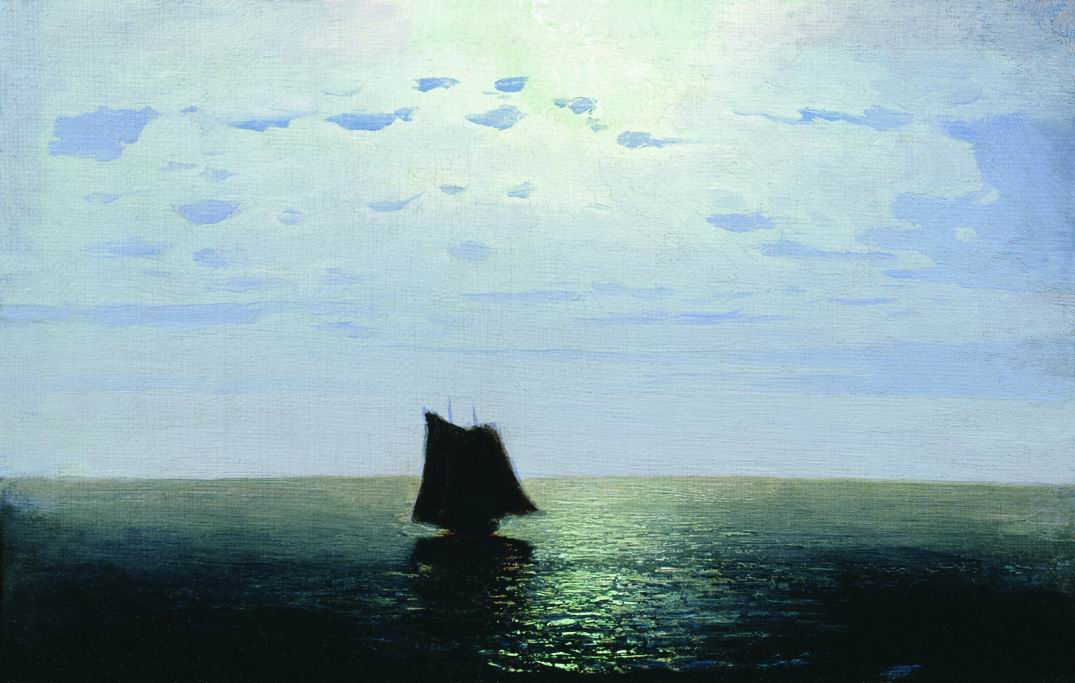 Moonlit Night on the Sea, vintage artwork by Arkhip Ivanovich Kuindzhi, 12x8" (A4) Poster