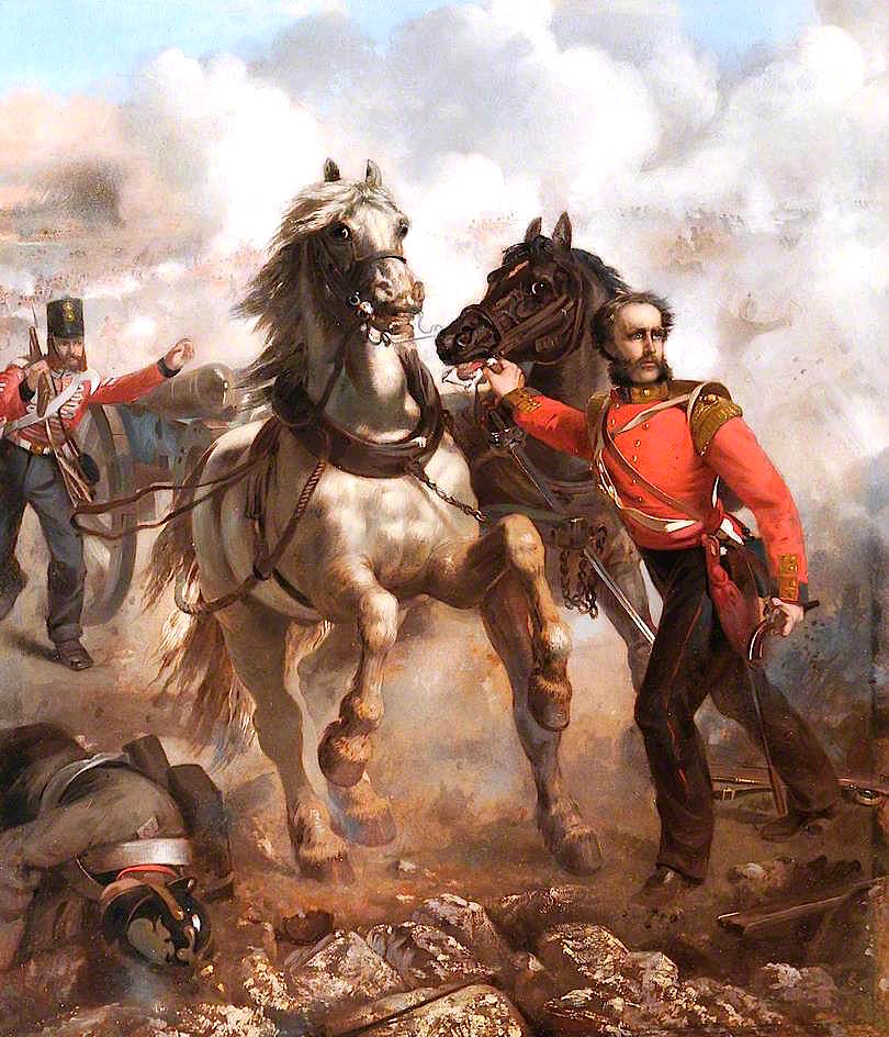 Captain E. W. D. Bell Winning His VC at the Alma, 20th September 1854, vintage artwork by Louis William Desanges, A3 (16x12") Poster Print
