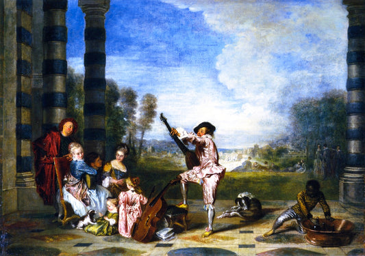 The Pleasures of LIfe, vintage artwork by Jean-Antoine Watteau, 12x8" (A4) Poster