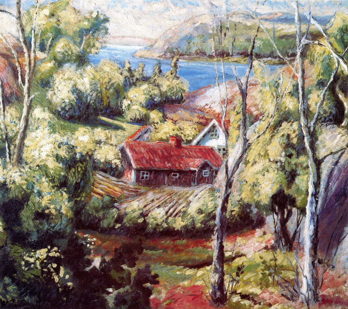 The Island of Landöen near Asker, vintage artwork by Aksel Waldemar Johannessen, 12x8" (A4) Poster