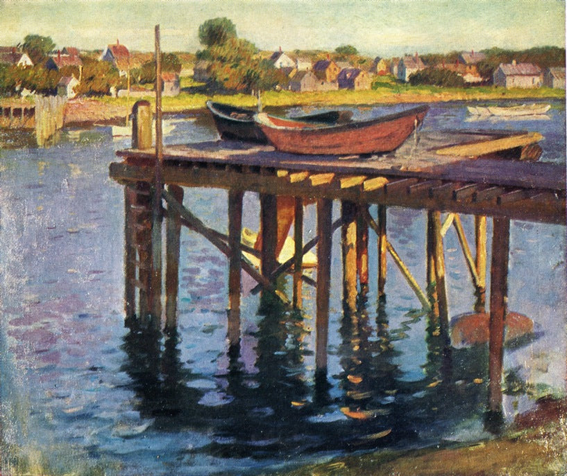 Pier at Gloucester, vintage artwork by Frank Duveneck, 12x8" (A4) Poster