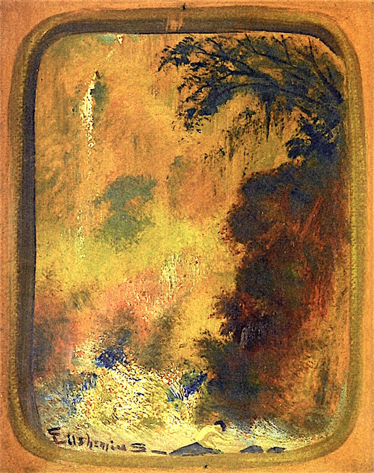 by  the Waterfall, vintage artwork by Louis M. Eilshemius, 12x8" (A4) Poster