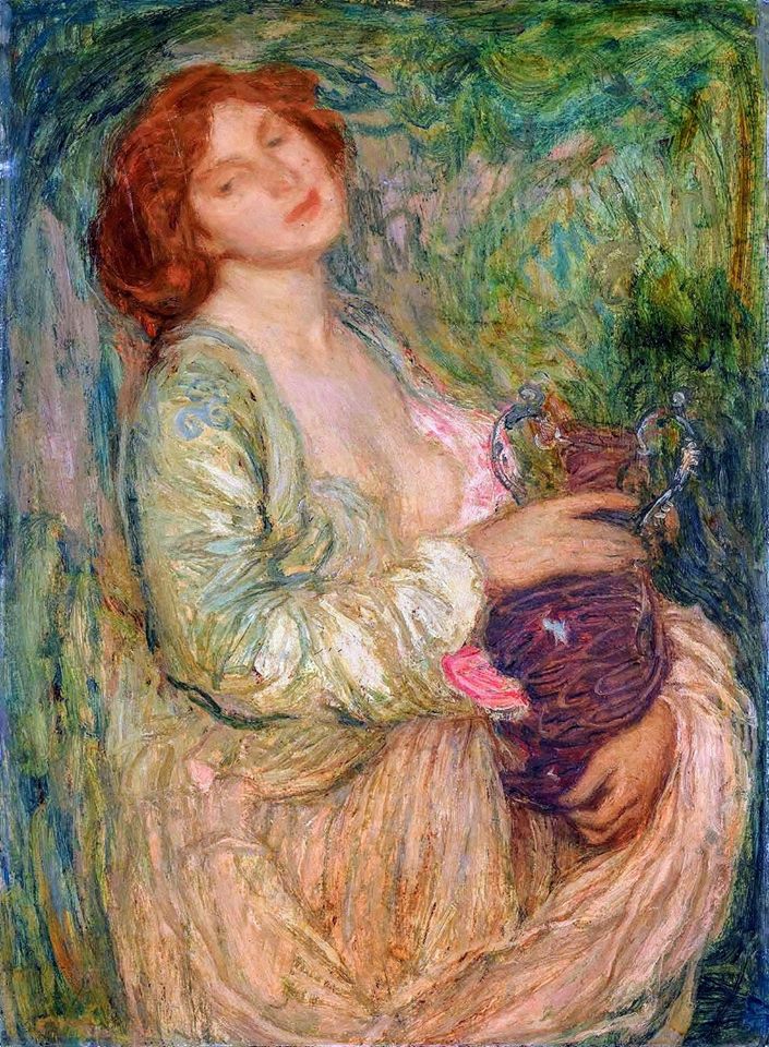 Woman with a vase, vintage artwork by Edmond-François Aman-Jean, 12x8" (A4) Poster