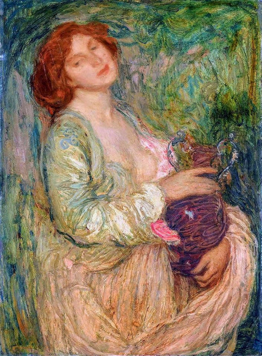 Woman with a vase, vintage artwork by Edmond-François Aman-Jean, 12x8" (A4) Poster