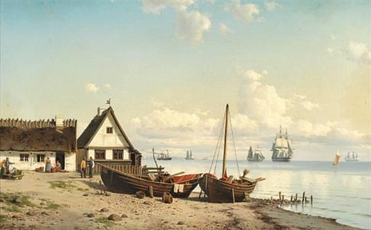 Øresund Coast North of Copenhagen, Denmark, vintage artwork by Carl Baagöe, 12x8" (A4) Poster