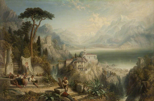 Locarno, Switzerland, vintage artwork by James Duffield Harding, A3 (16x12") Poster Print