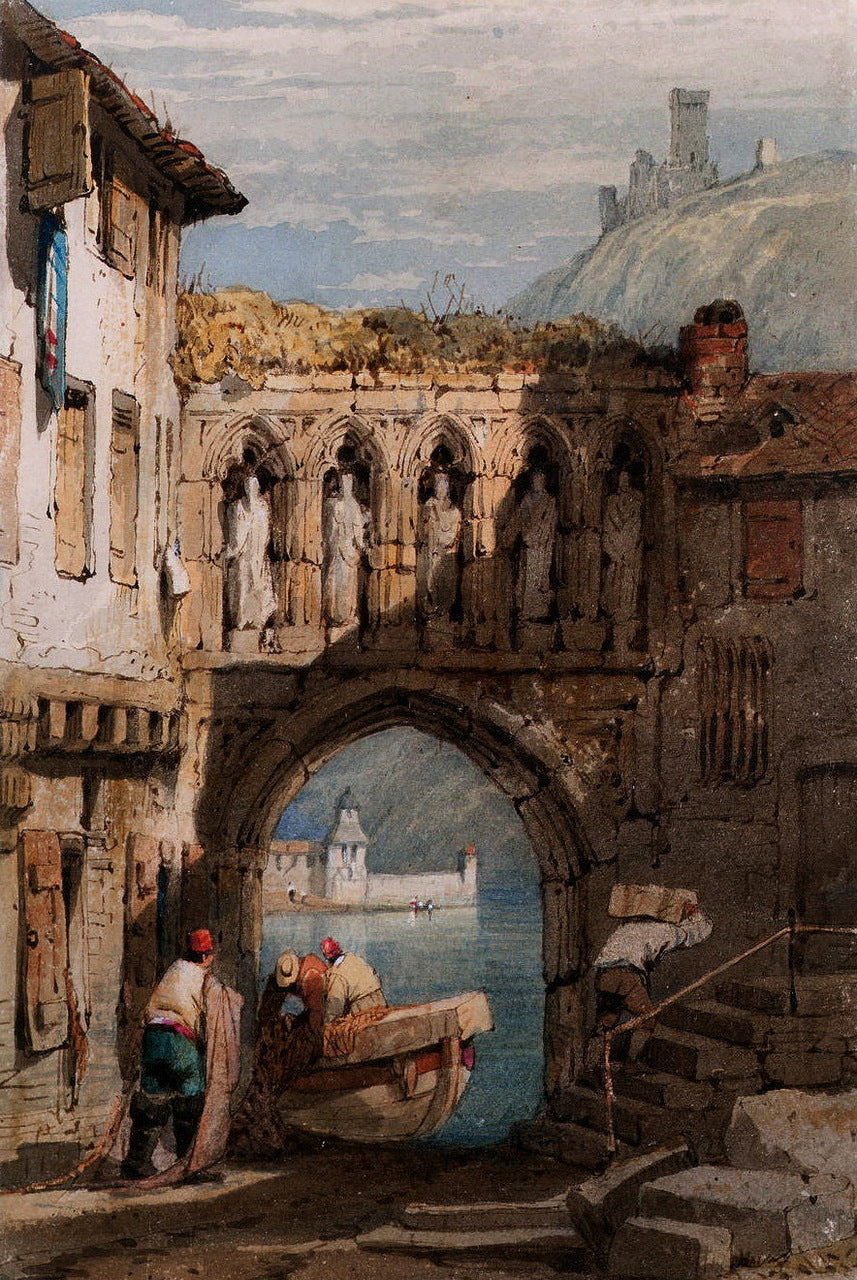 On the Lahn, the Rhein, Germany, vintage artwork by Samuel Prout, A3 (16x12") Poster Print