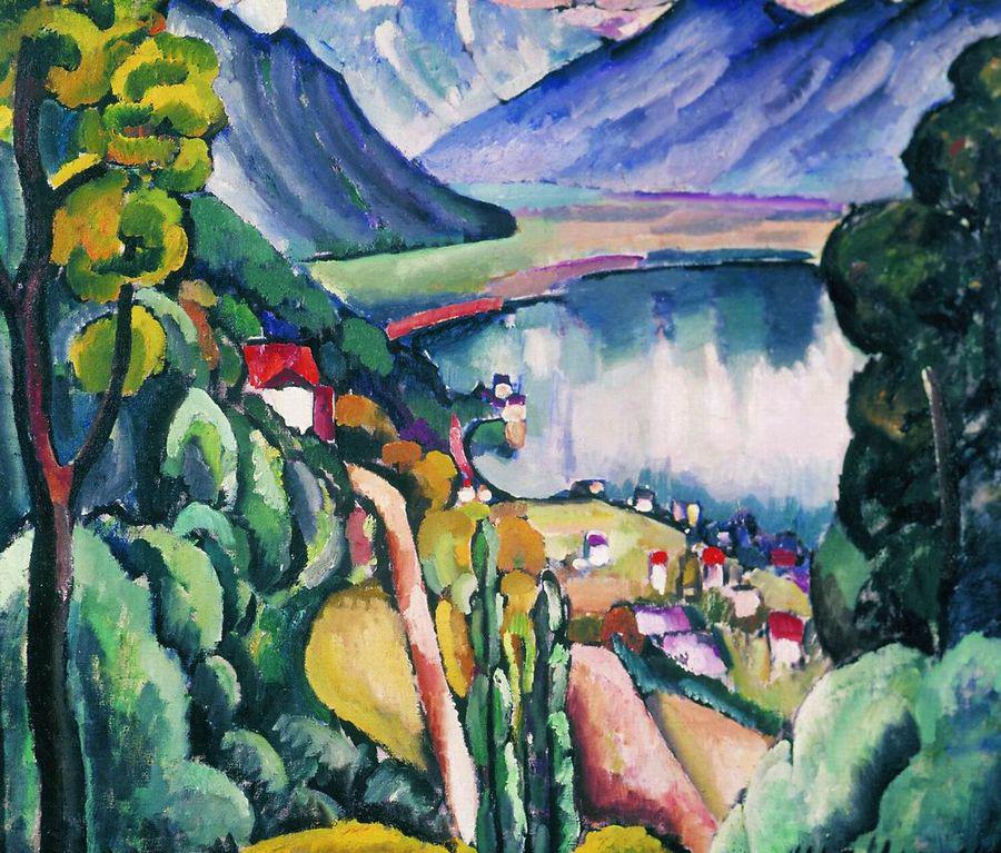 Geneva Lake, vintage artwork by Ilya Mashkov, 12x8" (A4) Poster
