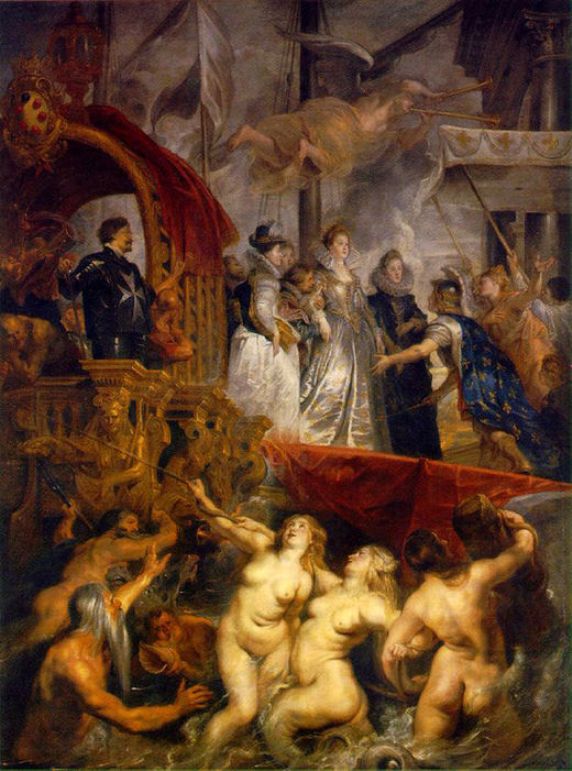 Arrival of Marie de Medici at Marseilles, vintage artwork by Peter Paul Rubens, 12x8" (A4) Poster