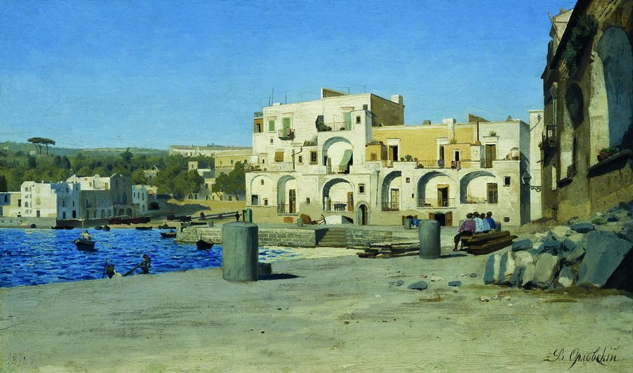 In Italy, vintage artwork by Vladimir Orlovsky, 12x8" (A4) Poster