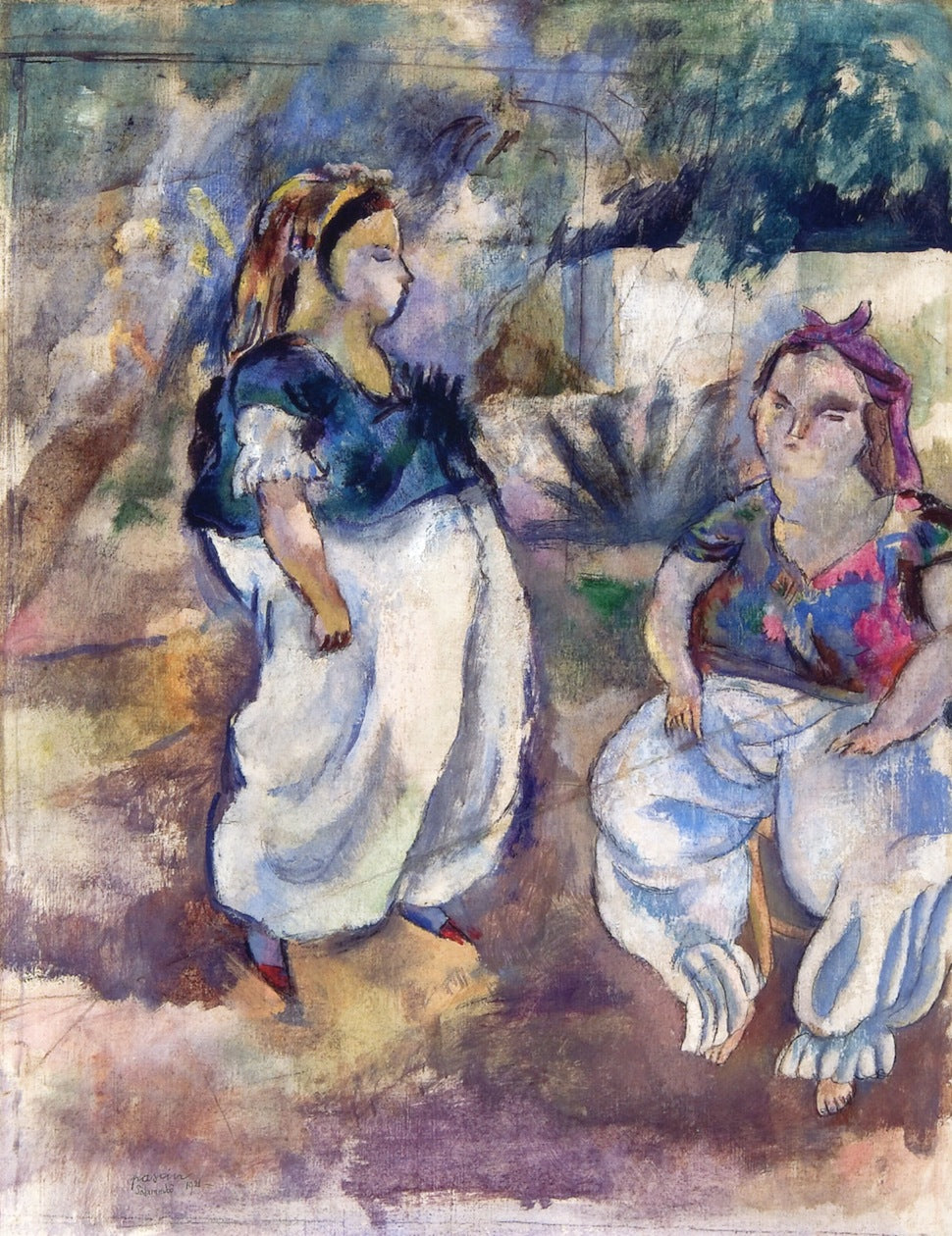 Girls of Tunis, vintage artwork by Jules Pascin, 12x8" (A4) Poster