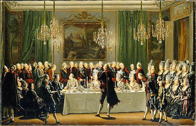 Stockholm Palace. New Year's Eve 1779, vintage artwork by Pehr Hilleström, 12x8" (A4) Poster