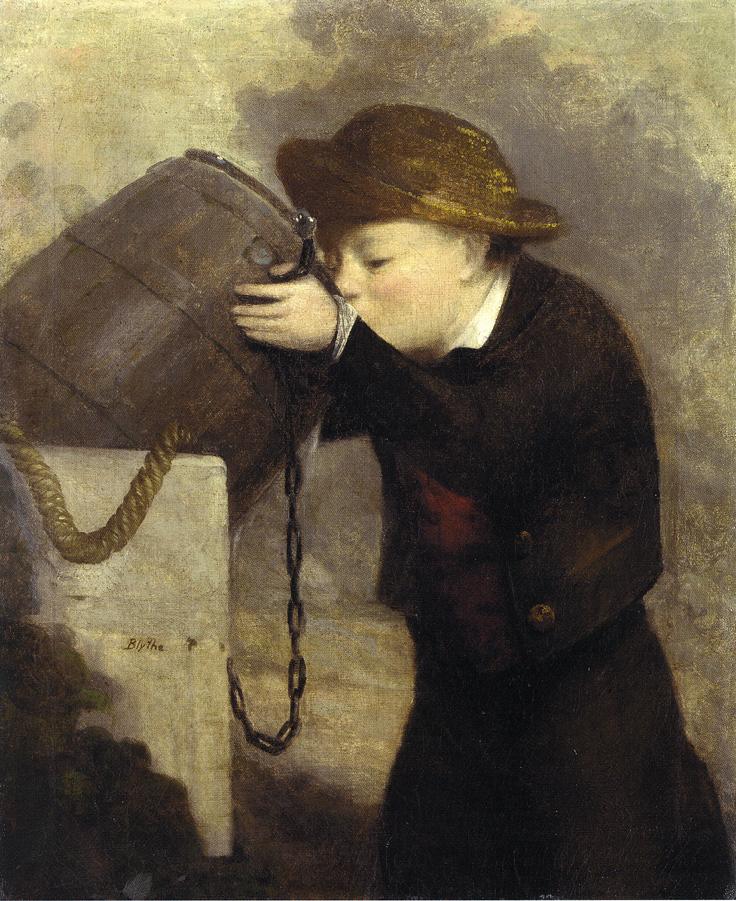 Boy Drinking from a Barrel, vintage artwork by David Gilmour Blythe, A3 (16x12") Poster Print