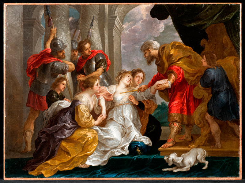 Esther Presents herself at the Palace., vintage artwork by Willem van Herp the Elder, 12x8" (A4) Poster