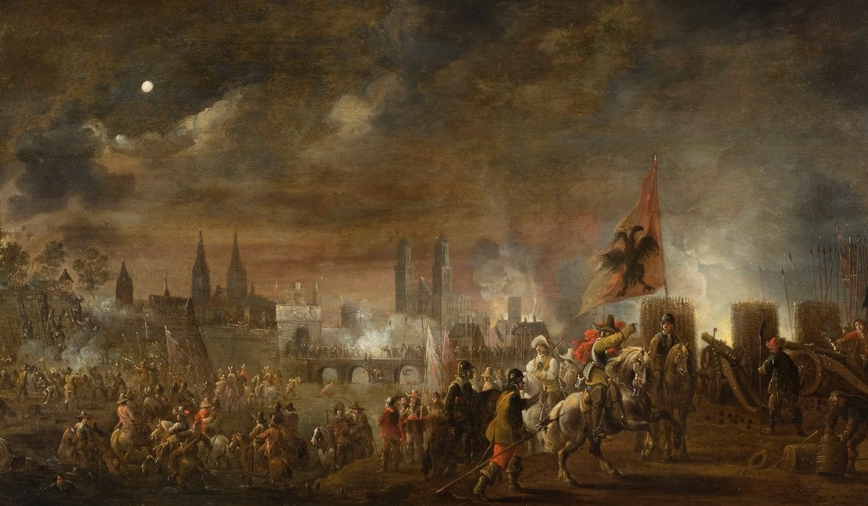 The Siege of Magdeburg, vintage artwork by Pieter Meulener, 12x8" (A4) Poster