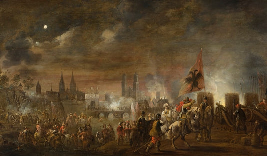 The Siege of Magdeburg, vintage artwork by Pieter Meulener, 12x8" (A4) Poster