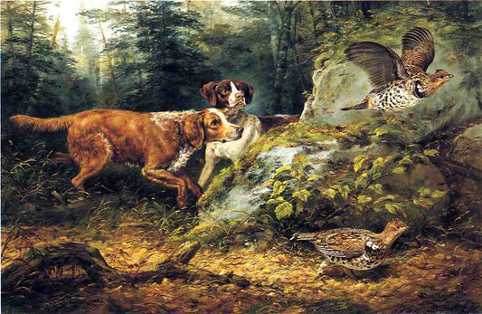 Flushed: Ruffed Grouse Shooting, vintage artwork by Arthur Fitzwilliam Tait, A3 (16x12") Poster Print