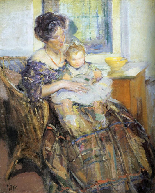 Mother And Child, vintage artwork by Richard Edward Miller, 12x8" (A4) Poster