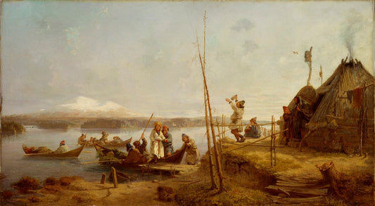 Bridal Homecoming at Lake Hornavan, vintage artwork by Johan Fredrik Hockert, 12x8" (A4) Poster