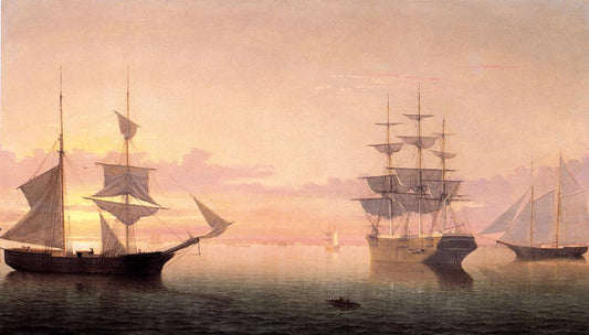 Ships at Sunrise, vintage artwork by Fitz Henry Lane, A3 (16x12") Poster Print