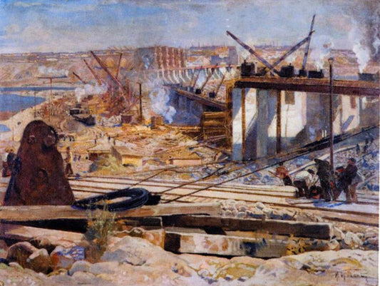 Dneprostroi by Isaak Brodsky,16x12(A3) Poster