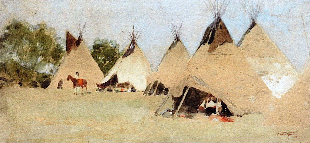 Indian Camp, vintage artwork by Henry F. Farny, 12x8" (A4) Poster