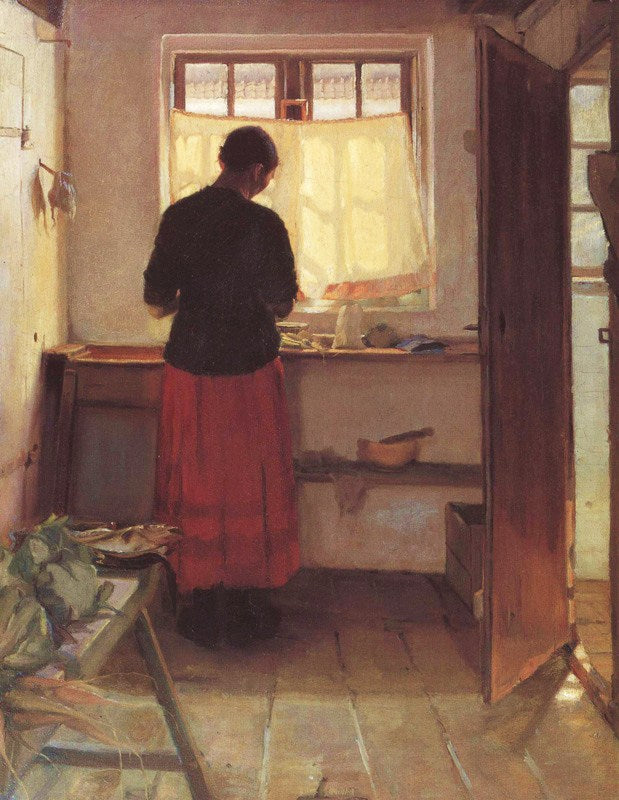 The Maid in the Kitchen, vintage artwork by Anna Ancher, 12x8" (A4) Poster