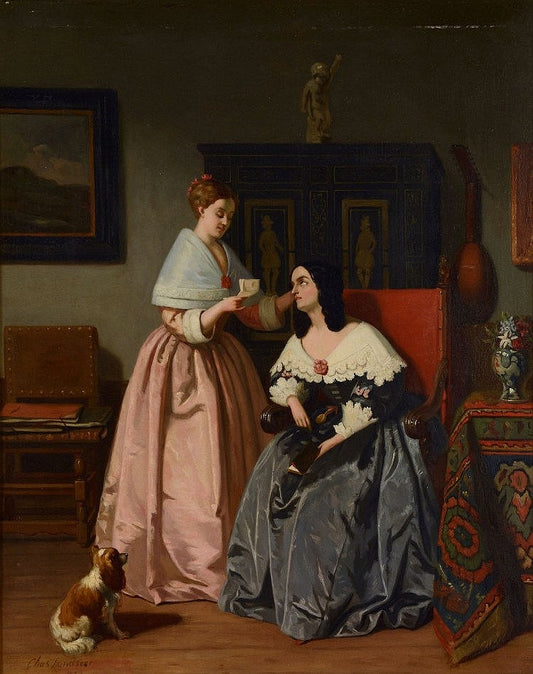 Opening the Letter, vintage artwork by Charles Landseer, A3 (16x12") Poster Print