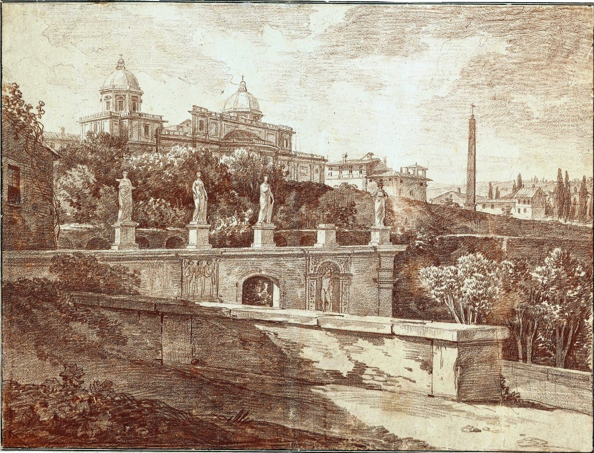 View of the Esquiline Hill and the Basilica of Sta-Maia Maggiore in Rome, vintage artwork by Joseph-Benoit Suvee, 12x8" (A4) Poster