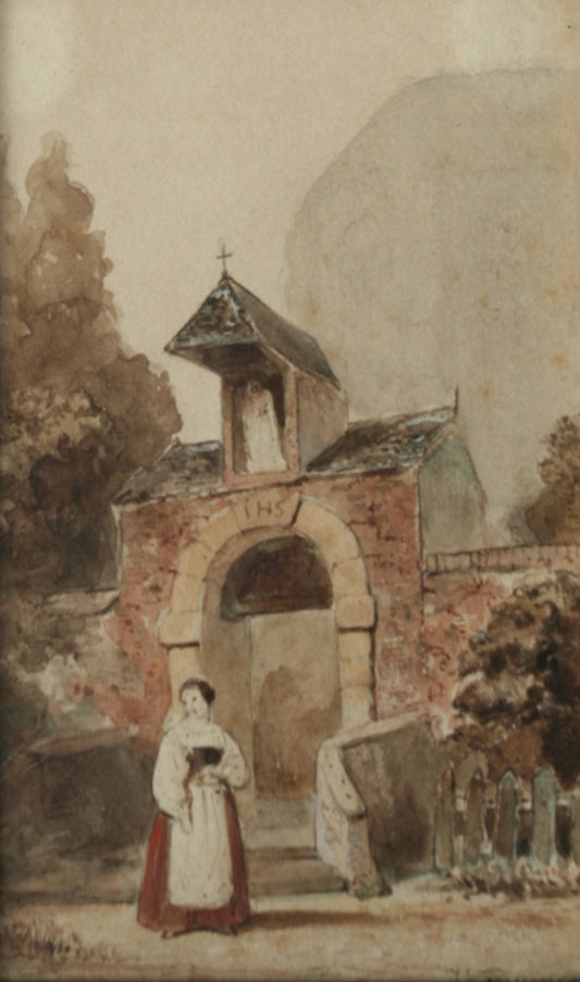Italian Woman near a Chapel, vintage artwork by Jan Adam Kruseman, A3 (16x12") Poster Print