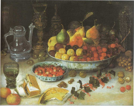 Still life, vintage artwork by Nicolaes Gillis, 12x8" (A4) Poster