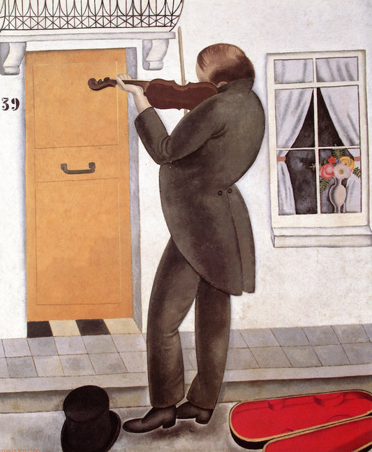 The Blind Violnist, vintage artwork by Gustave Van de Woestyne, 12x8" (A4) Poster