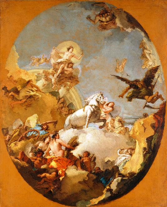 Study for The Chariot of Aurora, vintage artwork by Giovanni Battista Tiepolo, 12x8" (A4) Poster