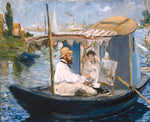 Claude Monet Painting on His Boat-Studio in Argenteuil, vintage artwork by Édouard Manet, 12x8" (A4) Poster