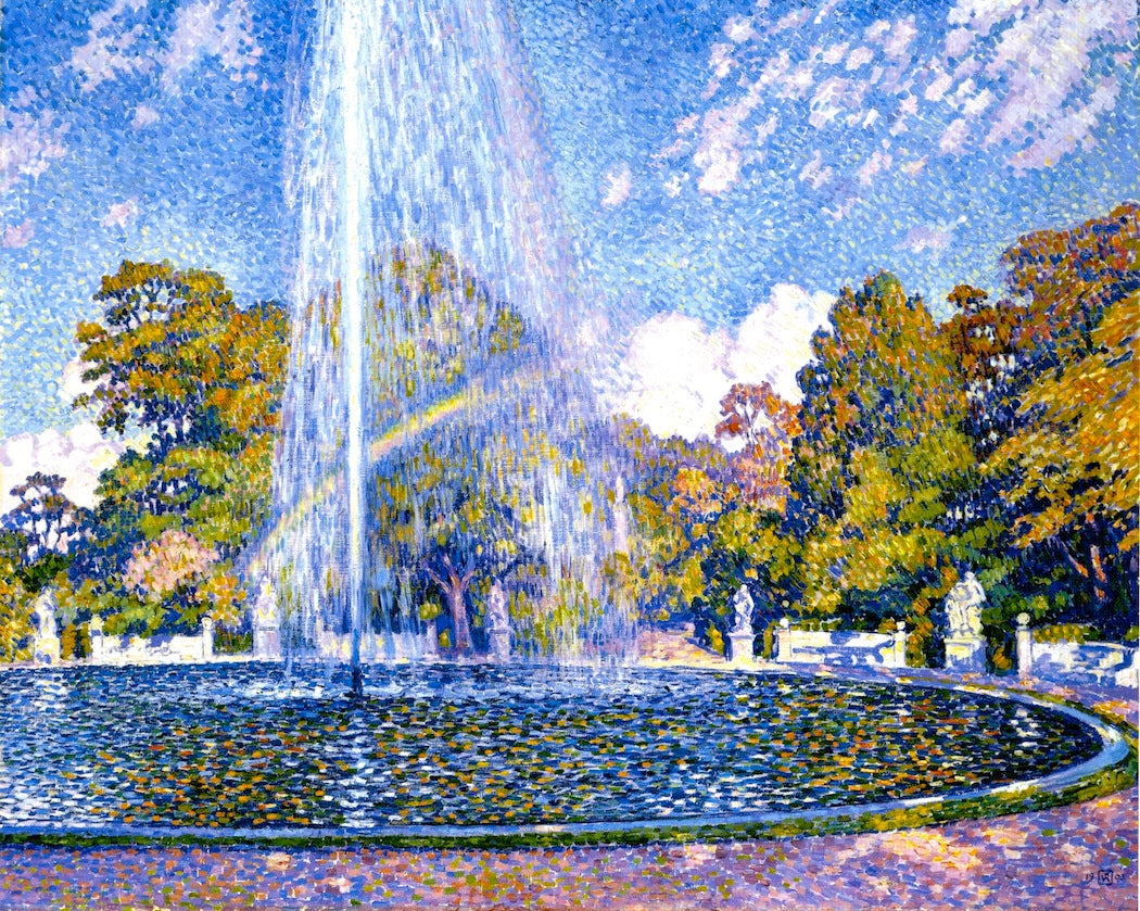 Fountain at Sans-Souci, Potsdam, vintage artwork by Theo van Rysselberghe, 12x8" (A4) Poster