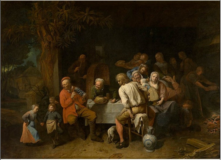 The Peasant Meal, vintage artwork by David Ryckaert III, 12x8" (A4) Poster