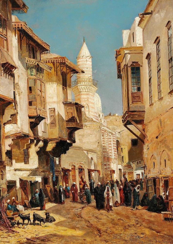 The Mosque of Emir Mindar in Cairo, vintage artwork by John Varley the Younger, 12x8" (A4) Poster