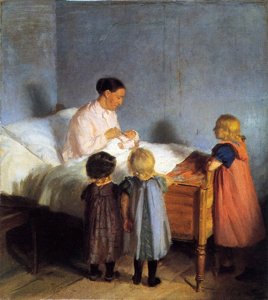 Baby  Brother, vintage artwork by Anna Ancher, 12x8" (A4) Poster