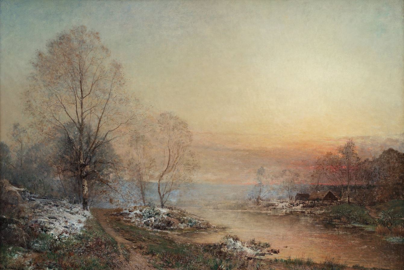 Fog over Huskvarna Stream, vintage artwork by Alfred Wahlberg, 12x8" (A4) Poster